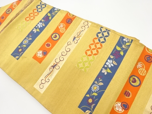 JAPANESE KIMONO / VINTAGE NAGOYA OBI / WOVEN STRIPE & PHOENIX